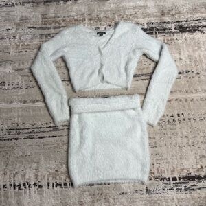 Fuzzy sweater with matching skirt